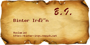 Binter Irén névjegykártya